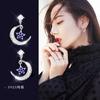 Pendientes sencillos de estrella y luna nuevos de 2020 para mujer, personalidad ultra-hada, pendientes pequeños, plata pura, elegante estilo de celebridad de internet