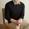 Suéter de Punto para Hombre 2026 Otoño/Invierno Cuello Camisero Falso Dos Piezas Suéter Pulóver Estilo Joven Old Money Casual Grueso