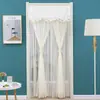 Cortina de Porta de Renda Cortina Divisória Casa Sem Furos Quarto Cozinha Cortina de Gaze Dupla Camada Cortina Suspensa Mosquiteira Verão 2025 Nova