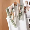 Lenço de Seda de Alta Qualidade com Estampa de Libélula no Lago de Lótus, Lenço Quadrado de Seda Sintética, Lenço Versátil para Pescoço, Lenço Quadrado Pequeno, Lenço de Cabeça, Lenço para Mulheres