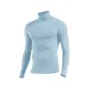 Roupa íntima térmica masculina de algodão 80 fios com gola alta, camada base de manga longa para outono e inverno, camisa fina de outono, peça única slim