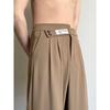 Pantalones casuales de seda de hielo para hombre en verano, pantalones rectos drapeados de marca de alta gama y tendencia, pantalones de traje casual holgados