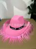 Nuevo sombrero de vaquero occidental de pelo rosa sombrero para estilismo de Carnaval navideño con luces LED luminosas