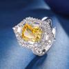 Conjunto de joias Zhuangshang novo outono e inverno, com alto teor de carbono, diamante, corte de flor de gelo, cobre incrustado, diamante amarelo, pedra principal 8*10