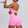 Macacão de Yoga Transfronteiriço Peça Única para Mulheres, Apresentando um Lindo Costas e Glúteos em Formato de Pêssego, Body Esportivo Modelador Integrado, Roupa para Corrida e Fitness