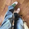 Jeans Lavados de Moda para Hombre High Street Hombres Primavera y Otoño Nuevos Holgados Rectos Estilo Japonés Colgante Pantalones Casuales Skateboard