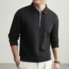 Sudadera para Hombre 2026 Otoño e Invierno Nuevo Estilo Media Cremallera Cuello Camisero Manga Larga Casual Camiseta para Hombres de Mediana Edad y Mayores