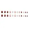 Estilo Europeo y Americano Transfronterizo Más Vendido Retro Marrón Flor de Café Manicura Parche de Uñas Postizas Simple Brillante Uñas Portátiles 24 Piezas