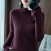 Suéter nuevo de otoño e invierno para mujer, cuello alto medio, manga larga, suéter holgado, adelgazante, combinable con todo.