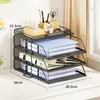 Soporte de Archivos Desplegable para Escritorio Estación de Trabajo de Oficina Estante de Almacenamiento Estantería para Carpetas y Libros Caja de Almacenamiento de Archivos Soporte de Archivos Metálico Offic