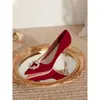 Zapatos de Boda Rojos de Tacón Alto Zapatos de Novia 2025 Estilo Nuevo Tacones Altos Se Pueden Usar en Momentos Ordinarios Vestido de Novia Brindis de Boda Rojo Xiuhe