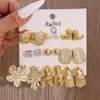 Set de 9 Pares de Aretes Originales Nuevos Dorados Transfronterizos Versátil Ccb Geométrico Estilo Minimalista Pendientes de Comercio Exterior Venta al por Mayor