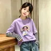 Camiseta Feminina, Estilo Novo Primavera/Outono 2026, Blusa da Moda, Camiseta Básica de Algodão Puro para Bebê Menina, Manga Longa de Outono, Falsa Peça Dupla