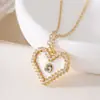 Collar Colgante Geométrico de Corazón de Nácar y Circonita Chapado en Oro de 18 Quilates de Cobre Simple y Lujoso Transfronterizo Aogu para Mujer Accesorio de Collar Versátil
