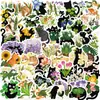 50 pegatinas pequeñas de dibujos animados de gatos negros y plantas, decoración impermeable DIY para fundas de teléfono, agendas y juguetes transfronterizos, pegatinas de PVC