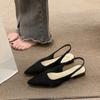 Sandalias Francesas de Tacón Bajo con Puntera para Mujer Primavera y Otoño 2025 Nuevos Zapatos Planos de Tacón Grueso, Elegantes Zapatos de Tacón Alto con Punta para Dama