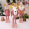 3 decorações de natal haobei rosa velho boneco de neve alce telescópico boneca janela ornamentos presentes de natal