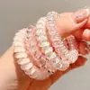 Elástico de Cabelo Cordão de Telefone Elástico de Cabelo para Mulheres Estilo Coreano Fresco e Doce Elástico de Cabelo Novo Elástico de Borracha de Alta Elasticidade Elástico de Cabelo Simples e Durável