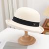 Sombrero de Copa de Lana Vintage de Otoño e Invierno para Mujer, Sombrero de Fieltro de Lana de Ala Enrollada, Moda Versátil, Sombrero de Pescador para Mujer