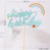 Decoração de bolo Balão de ar quente céu nuvens arco-íris criativo felizaniversário cartão de bolo plug-in