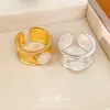Anillo Abierto de Piedra Ovalada Chapado en Oro Real de 18K, Anillo de Estilo Niche de Gama Alta, Estilo Europeo y Americano, Joyería Única y Exagerada