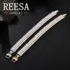 Novas Pulseiras Acessórios de Hip-Hop Masculinas e Femininas Europeias e Americanas Mais Vendidas Cobre Incrustado Três Fileiras Zircônia 3A Moda de Nicho Presente Joia de Mão