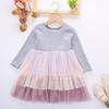 Ropa de Otoño para Niños 2020 Nuevo Vestido de Niña Vestido de Princesa de Malla Vestido de Pastel Infantil de Tres Capas con Color Degradado Dropshipping