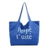 Bolsa Tote de Nylon Casual Popular Estilo Coreano, Bolso de Mano de Moda con Estampado de Letras, Bolso de Hombro de Doble Cara Rayado Moderno para Mujer