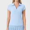 Top Esportivo Caijue Feminino Gola V Secagem Rápida Camisa Polo Sensação Fresca Lapela de Golfe Camiseta de Manga Curta Roupa para Badminton Tênis