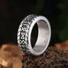 Anel Masculino de Aço Titânio, Joias Europeias e Americanas Atacado, Anel de Aço Inoxidável Estilo Étnico com Runa Viking Vintage