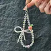 Cadena de Teléfono de Cristal de Lujo, Accesorio de Bolso de Teléfono de Nicho, Adorno de Muñeca Universal con Lazo de Moda, Lujo Ligero