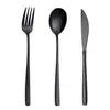 Juego de cuchillo para bistec, tenedor y plato estilo europeo, plato llano estilo occidental, vajilla de moda para el desayuno, plato para uso doméstico, plato creativo con líneas negras