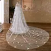 Velo de Catedral Largo con Cola, Bordado de Mariposa Tridimensional de una Sola Capa para Novia, Boda en el Césped, Comercio Exterior, Venta al por Mayor de Fábrica Transfronteriza