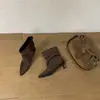 Primer Encuentro Ji Estilo Coreano Botas Delgadas de Cuero con Hebilla de Caña Alta para Mujer 2026 Otoño Nuevo Estilo Elegantes Versátiles Botas Fruncidas de Tacón Fino para Mujer