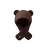 Novo Chapéu de Lã Tricotado de Ursinho Fofo Outono e Inverno Chapéu Pulôver Quente Feminino para Exterior à Prova de Frio Proteção de Orelha Acúmulo de Frio Chapéu