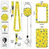 Portatarjetas de plástico con estampado floral, portatarjeta de identificación para credencial de trabajo con cordón y hebilla retráctil, protector para credencial de empleado y tarjeta de autobús