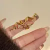 Anillo Abierto Ancho de Textura Metálica Retro Europeo y Americano con Diseño de Cinta, Anillo de Mariposa Personalizado de Alta Gama Estilo Ins