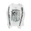 Top Versátil de Manga Longa com Estampa Y2K Retro Harajuku Dark Street Hip-Hop para Primavera Antecipada Transfronteiriça, Camiseta de Casal