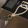 Pulseira de corda curta para pulso com broca lateral criativa com broca corda de celular joia com broca completa cor cordão para pendurar no pescoço corda anti-queda pingente