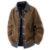 Chaqueta de Cuadros de Dos Piezas Falsas para Hombre, Chaqueta con Solapa, Estilo Caliente 2025 Primavera y Otoño, Nueva Ropa de Trabajo con Empalme Holgado, Ropa de Primavera