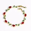 Pulseras de Tulipan Más Vendidas Transfronterizas, Pulseras de Diamantes y Piedras Preciosas Multicolor, Pulseras de Flores, Joyería de Lujo Ligero Fabricantes Venta al por Mayor