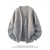 Cardigan de Tricô Tendência de Alta Qualidade Design Masculino Versátil Jaqueta Estilo Leve Maduro Cardigan Suéter Cor Blocada Botão Retrô