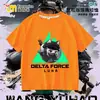 Nova Camiseta Delta Force Weilong Rosa Vermelho Comedor de Ouro Lobo para Meninos, Manga Curta Estudante Solta Tendência
