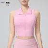 Top de yoga feminino com gola transfronteiriço, não precisa usar sutiã, bojo integrado, respirável, curto, com barriga à mostra, top esportivo para atividades físicas ao ar livre