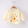 Camisa Meia Manga Bebê 0-3 Meses Roupa Estilo Monge Roupas Outono e Inverno para Recém-Nascidos Top Sem Costura com Desenho Fofo de Desenho Animado
