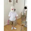 Ropa de Algodón Puro de Peso Pesado Nueva de Verano para Niños, Camiseta Lisa de Niña, Camiseta de Manga Corta de Verano para Niños, Camiseta de Niño