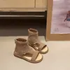 Sandalias Romanas Retro de Moda de Verano 2026 para Niñas, Zapatos Infantiles Estilosos con Punta Abierta y Diseño Hueco