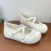 Sapatos Mary Jane de renda com solas grossas e aumento interno de altura, novos sapatos brancos super populares do outono de 2026, sapatos baixos para mulheres