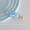 Presilha de cabelo fofa azul transparente com tema oceânico, com design de peixinhos e estrelas-do-mar, presilha lateral, presilha para franja, grampo de cabelo fresco e simples