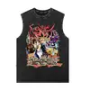 Camisa sem mangas masculina com estampa de Anime Yu-Gi-Oh!, Colete casual de verão, Camiseta fitness feminina lavada retrô